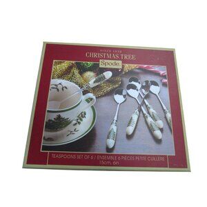 Spode Christmas Tree Teaspoons Ceramic Handle Six New In Box